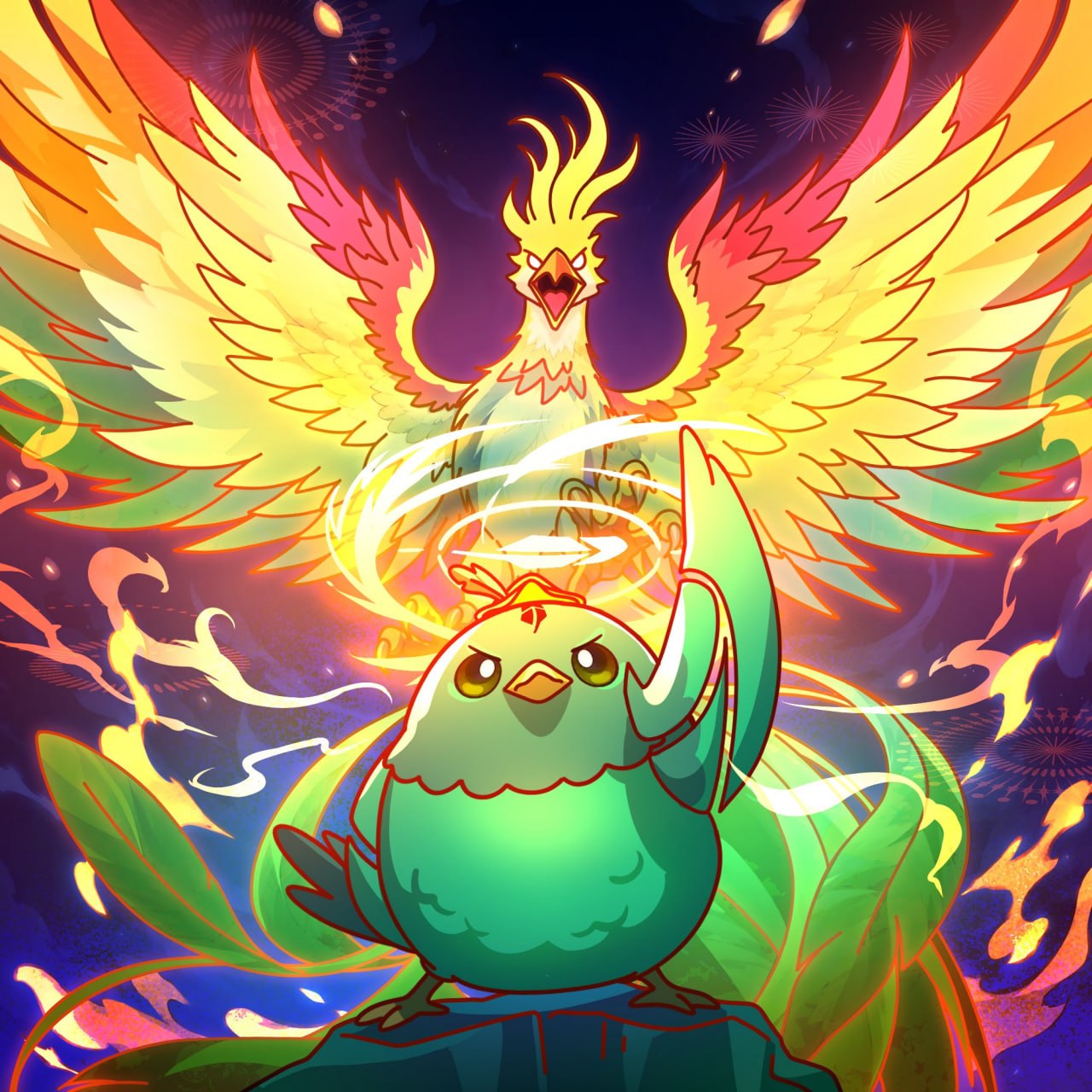 Robbie ascending as a phoenix